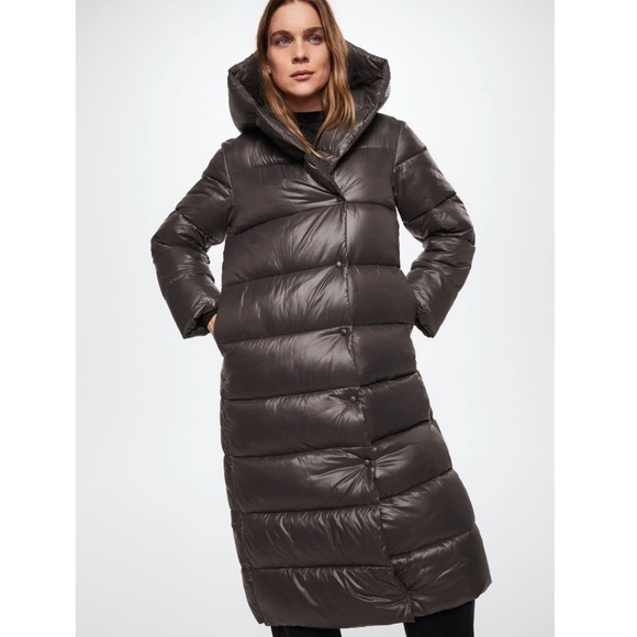 Long Brown Quilted Puffer Jacket - Picture 1 of 6